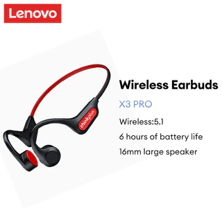 Lenovo X3 Pro Fone de ouvido bluetooth de condução óssea HD estéreo redução de ruído toque inteligente com microfone