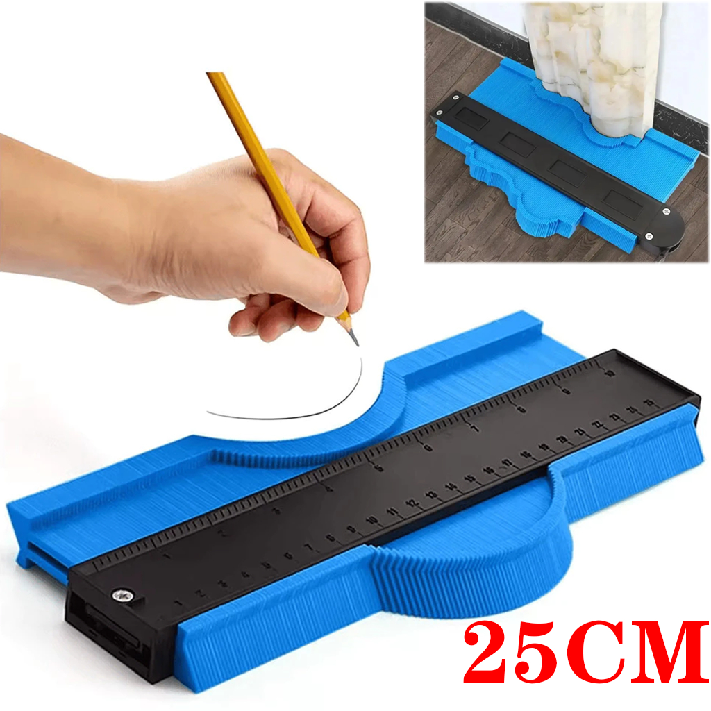 Régua de Contorno Gabarito Copiador de Cantos Para Contorno Irregulares Quinas Pisos Azulejos Trena-25cm/12cm