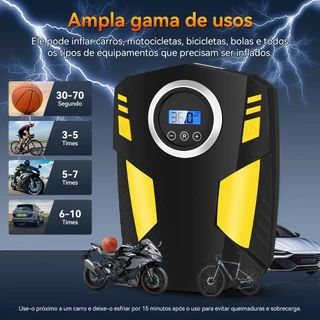 Compressor de ar portátil 12V 120w alta potência Portatil Calibrador Digital bomba de ar