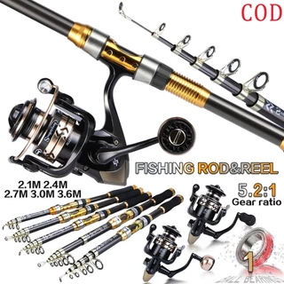 Sougayilang 2.1m/2.4m/2.7m/3.0m Conjunto De Linha De Carretel De Vara De Pesca Telescópica 5.2 : 1 Com Série 4000 Max Da