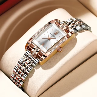 Relógio Feminino CRRJU Original Novo Luxo Aço Inoxidável Moda Casual Negócios Quartzo Analógico À Prova Dwaterproof Água