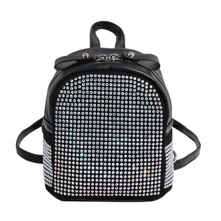 bolsa feminina pequena mochila feminina pequena couro Mochila pequena incrustada de diamantes Mini mochila de couro