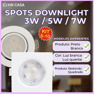Kit 10 Luminária Spot Led Direcionável Embutir Gesso Teto | Branco Frio | Branco Quente Bivolt