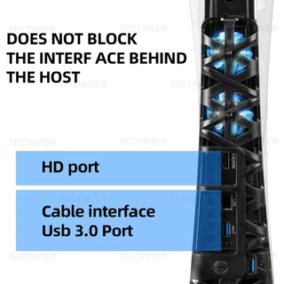 Para O PS5 Slim Console Ventiladores Resfriadores De Com Luz LED Azul De Jogo Resfriador De Dock De Carregamento Rápido