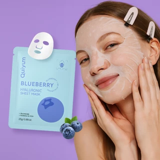 Máscara De Folha Hialurônica De Mirtilo QUIYUM 25g Hidratação Profunda Absorção Rápida Revitaliza A Pele Seca E Opaca em Oferta na Shopee