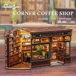 CUTEBEE Casa De Bonecas DIY , Em Miniatura , Brinquedos Artesanais , Mini Para Crianças , Adultos , Canto , Cafeteria