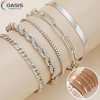 5pcs pulseiras em aço inoxidável hipoalergênico não escurece a prova d’água Pulseira barata Presente de aniversário