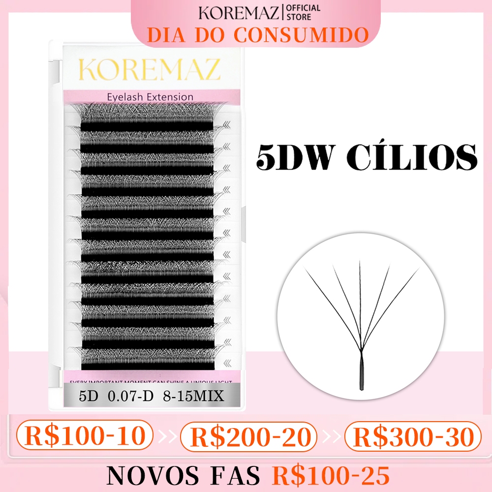 KOREMAZ 5D W Extensões De Cílios Em Forma De 0.07 L/C/D/DD Faux Mink ...