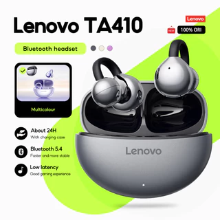 Lenovo Fones De Ouvido TA410 Sem Fio TWS Tipo Clipe Fone Bluetooth 5.4 Controle Toque Longa Vida Útil Da Bateria Com Mic