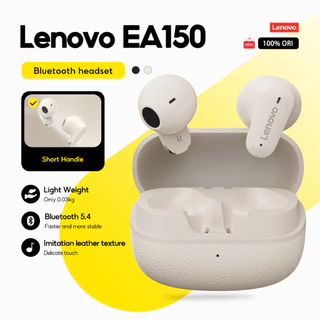 Lenovo Fones De Ouvido EA150 Verdadeiro Fone Sem Fio Bluetooth 5.4 HD Estéreo Baixa Latência No Alça Curta Leve Longa Vi