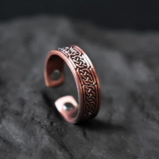 Clássico Viking Nó Amuleto Cobre Puro Laço Aberto Tratamento De Energia Magnética Anel De Dor Nas Articulações Jóias Sau
