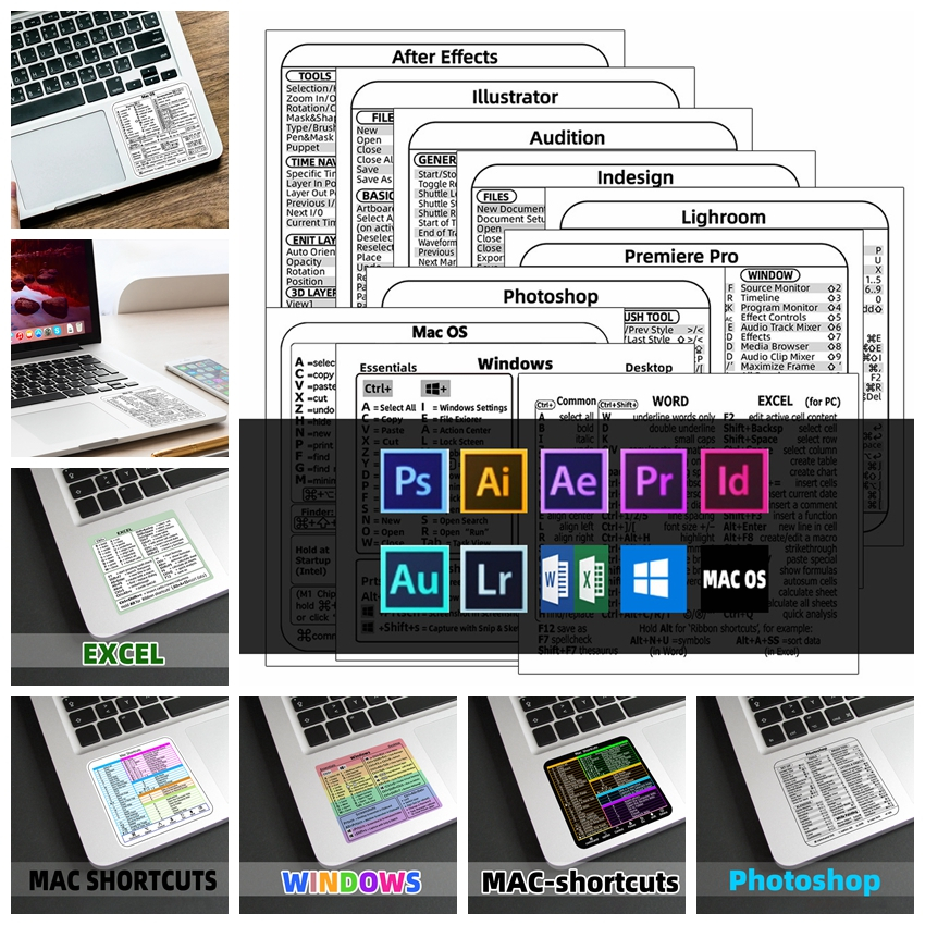Mac OS Windows Word/Excel AE AI AU Chromebook ID LR PR PS Adesivo ...