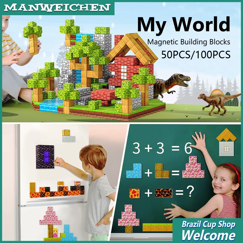 100PCS My Magnetic World Cube Blocks DIY Magnetic Cube Six Sided ...