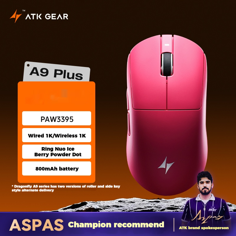 ATK A9 Mouse Sem Fio Leve PAW3395 Sensor Para Jogos Conexão De