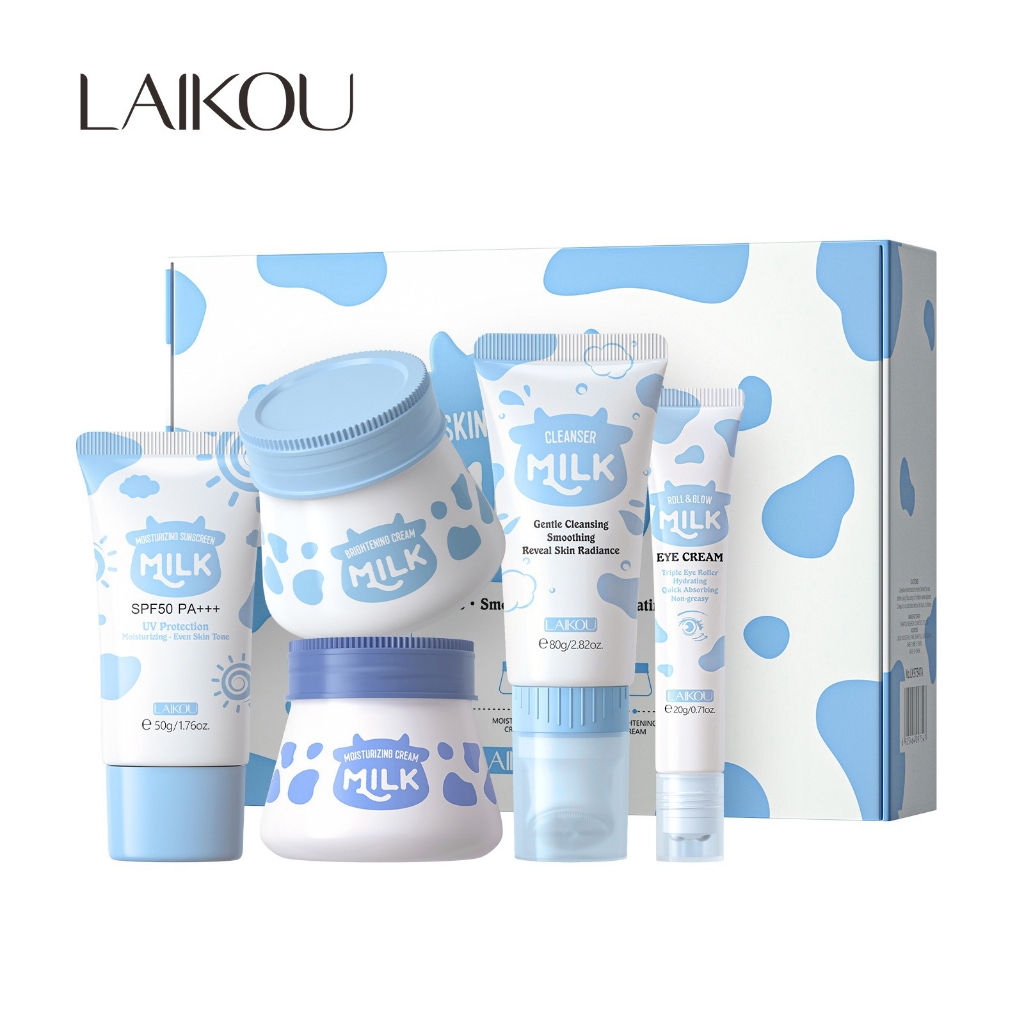 LAIKOU Milk Skincare Set Conjunto De 5 Peças Para Cuidados Faciais