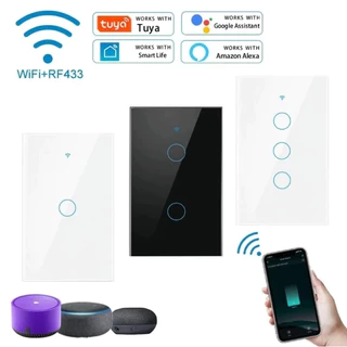 Interruptor inteligente de toque wifi sem fio neutro remoto 1 2 3 4 de luz de ganga controle de voz
