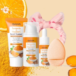 QUIYUM Cúrcuma Vitamina C Conjunto De Tratamento Da Pele Até O Tom Elasticidade Ehance Antioxidação 3PCS/5PCS/7PCS em Oferta na Shopee