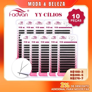 Fadvan 10PCS YY eyelashes Extensão De Cílios Postiços Em Formato De Premium Maquiagem Y shape 8-15