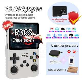Console De Jogos Portátil R36S,Tela IPS,64GB,Reprodutor De Vídeo De Bolso,15,000 jogos,console r36s,mini game