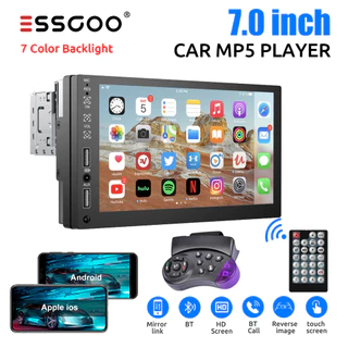 （Envio de São Paulo）ESSGOO 1 din 2 din Rádio De Carro Bluetooth 7 Polegadas Tela Sensível Ao Toque Multimídia MP5 Player