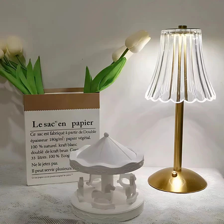 Imagem do produto Luminária Abajur de Mesa Saia Seda Com Barra Led Sensor Toque De Luz Quarto Sem Fio 3 Cores 110/220v 6