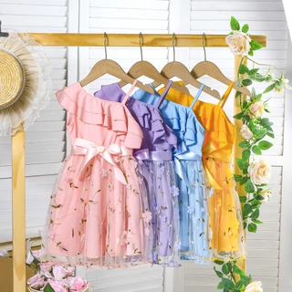 Vestido De Bebê Menina 2-7 Anos Verão Sem Manga Bordados Tulle Moda Vestidos De Princesa Crianças Infantil