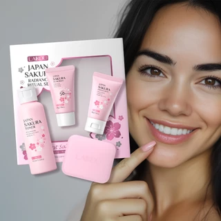 LAIKOU Japão Sakura Radiance Ritual Toner Hidratante Brilhante Purificante 4pcs Conjunto De Cuidados Com A Pele em Oferta na Shopee