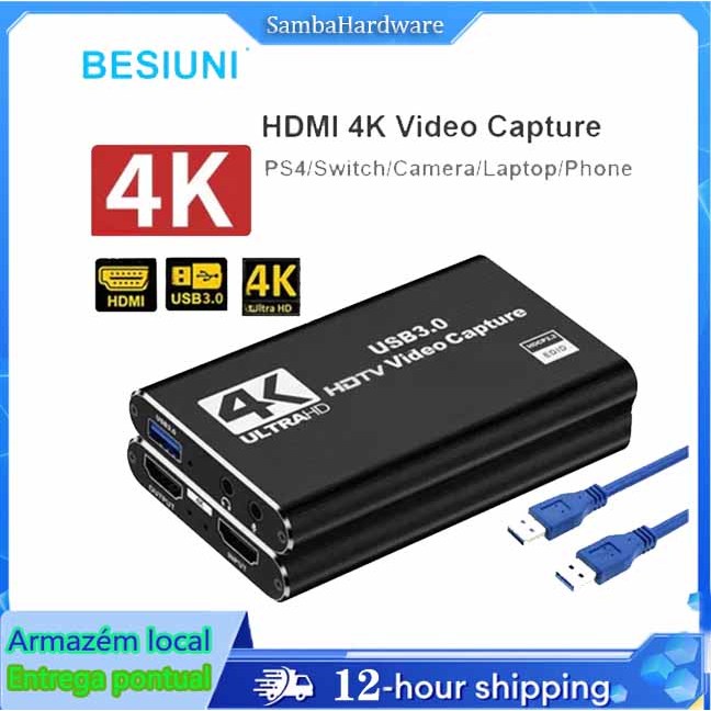 Placa De Captura HDMI 4K USB3.0 1080P Confiável Para Streaming E ...