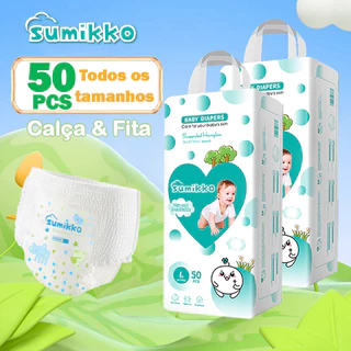 SUMIKKO 50 e 100 unidades Infantil Calça Fraldas Ajustável total max Baby P/M/G/XG/XXG/XXXG em Oferta na Shopee