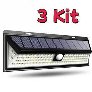 3Pcs Luminária Solar de Parede 120 Cob 24W Sensor Presença Com 3 Funções Separado Promoção
