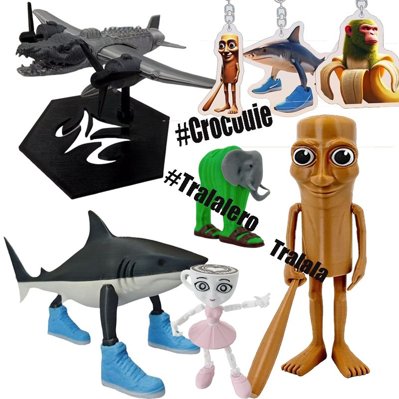Tung Sahur Toy Game Action Figure Tralalero Tralala Boneca De Impressão 3D