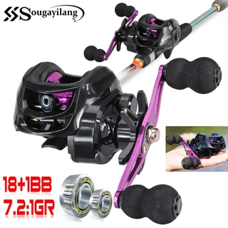 Sougayilang Carretel De Pesca Para Arremesso 18 + 1 Rolamentos De Esferas De Aço Inoxidável Com Blindagem Dupla 7.2 : 1