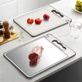 Tábua De Corte Dupla Face 304 De Aço Inoxidável, Antimofo e Antibacteriano, Ferramenta de Cozinha em Oferta na Shopee