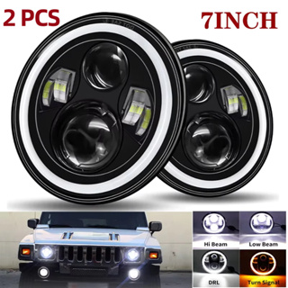 Kit 2 Farol 7 Polegadas Redondo Angel Eyes Defender LED em Oferta na Shopee