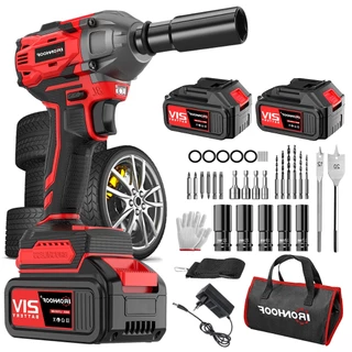 Chave de Impacto Com Led 520 N·m 21V Brushless Chave Torque 2 Bateria
