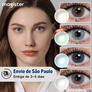 Lente De Contato Colorida Magister Com Estojo Queen Lens 14,0mm Natural e Confortável Castanho Lentes Envio De São Paulo