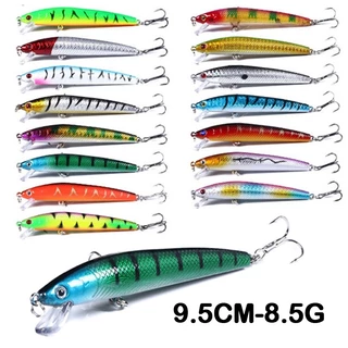 Kit 15 Iscas Minnow Flutuantes Completo de Pesca- Inclui Anzóis e Spinners para Tucunaré e Peixes de Boca Grande