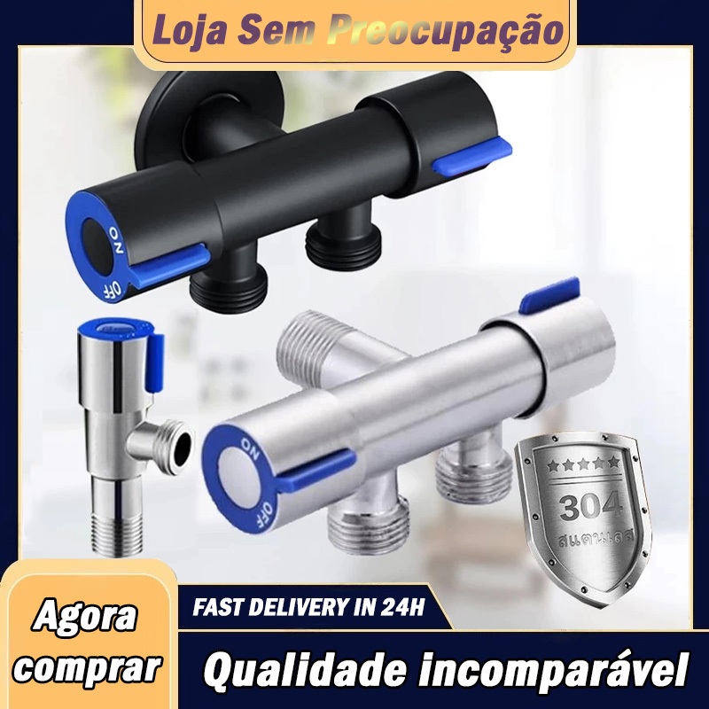 válvula de saída dupla para torneira, cozinha banheiro cor prata/preta