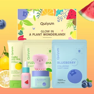 Conjunto De Presente Para Cuidados Com A Pele QUIYUM Radiance & Hydration Escova De Limpeza Suave em Oferta na Shopee