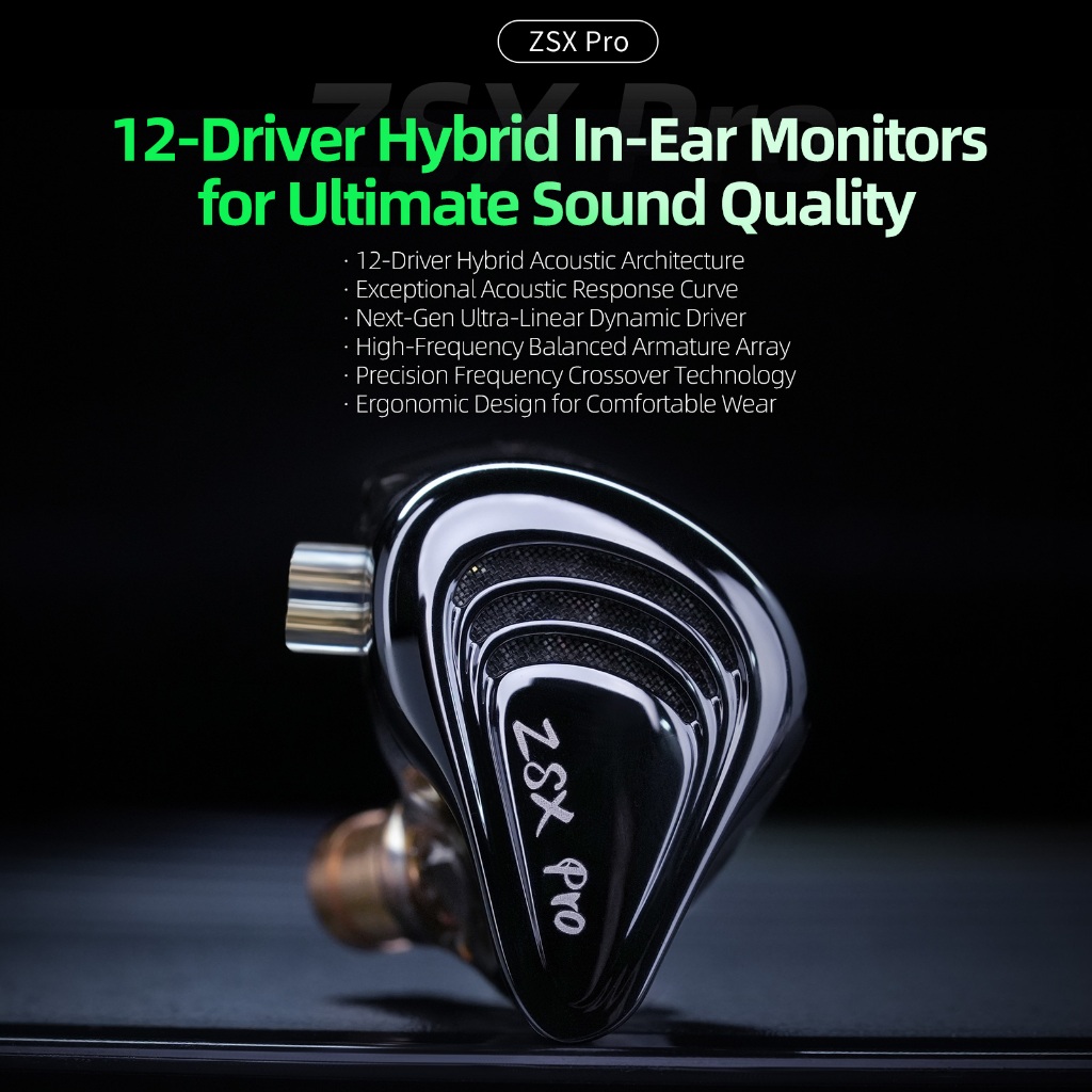 KZ ZSX Pro 12 Driver Híbrido Monitores Intra-Auriculares Fones De