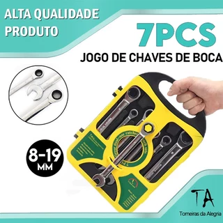 7 Peças Jogo Chave Ferramenta Combinada Catraca Boca Profissional