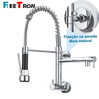 Torneira Cozinha Gourmet Monocomando De Parede Móvel Misturador Cozinha Água Fria Única Cromado