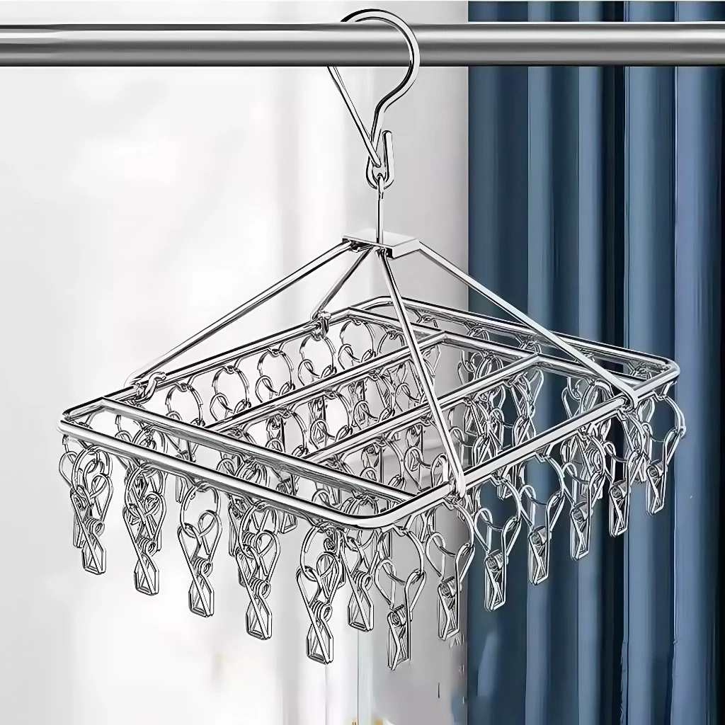 Varal 40 Prendedores Roupa Bebe Calcinha Cueca Dobrável Inox 8/10/20/60 Prendedores