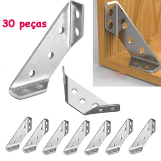 Kit 30 Conector Aço Cantoneira Junção Madeira Canto Móveis Excelente p/ reforço cantos de mobiliário
