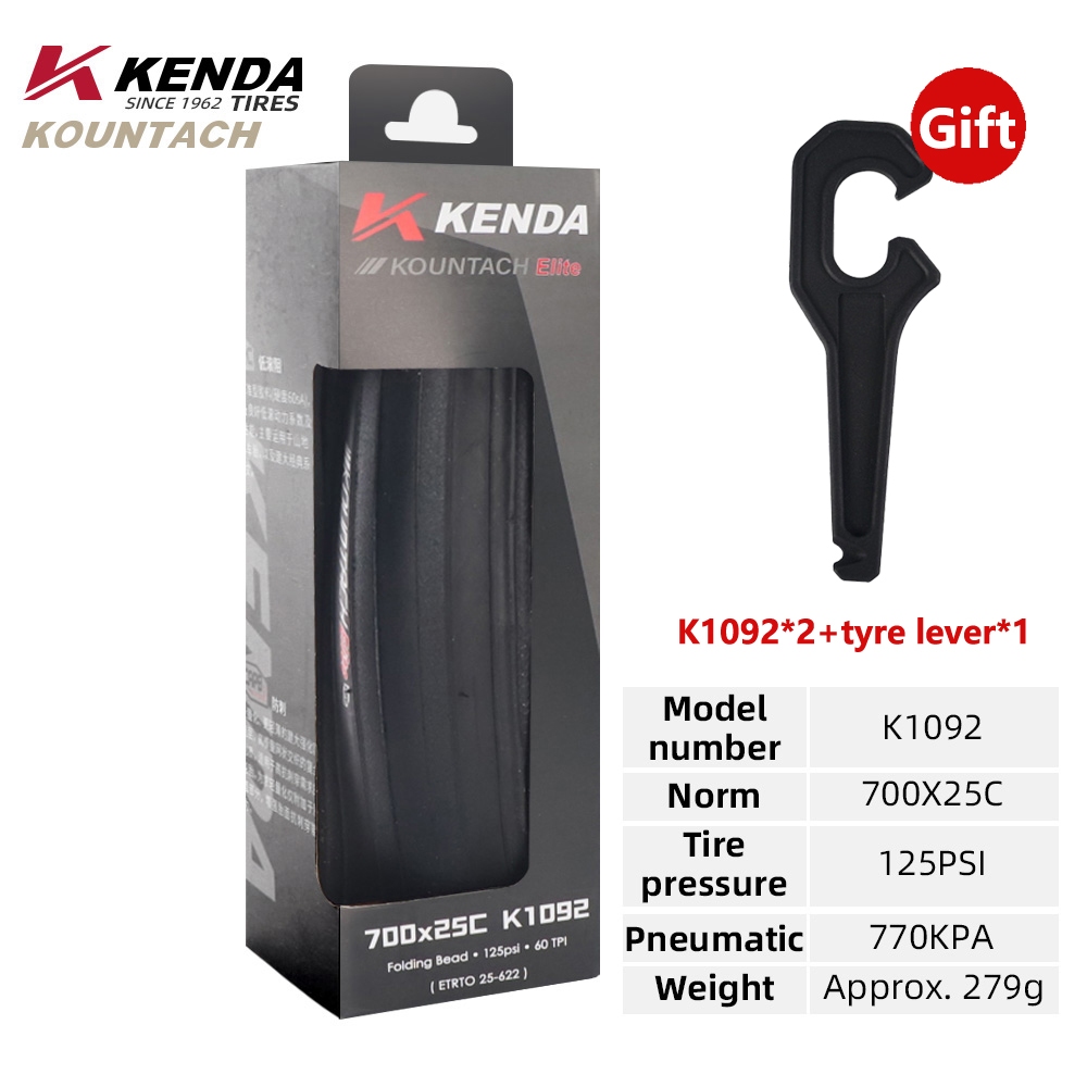 Pneus Vélo Route KENDA Kountach K1092 – 700x23C Pliants Noir/rouge (paire)