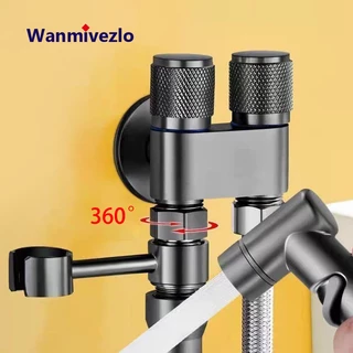 Kit De Banheiro De Chuveiro Higiênico De 1/2 Mm Duas Saídas Com Registro De Conjunto De Pulverizador