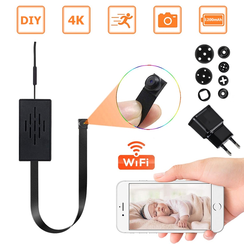 4K DIY WiFi Mini Botão Câmera Escondida Telefone Móvel Remoto Ao Vivo Bateria Embutida Babá