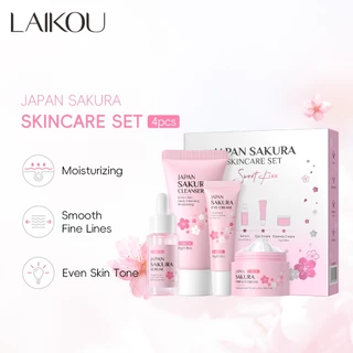 LAIKOU Sakura 4pcs Skin Care Set Lighten Blemishes Soro Hidratante Fade Creme Para Olhos De Círculo Escuro em Oferta na Shopee