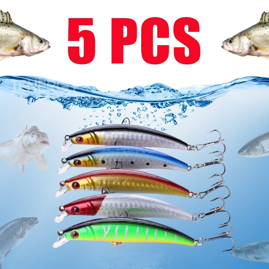 Kit 05 Iscas Artificiais Importadas 1/2 Meia Água de 9 cms e 8,5 gramas Pesca Tucunaré Traíra Dourado Robalo Black Bass