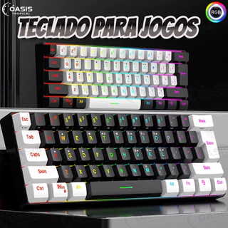 Teclado para jogos com fio 61-Key RGB Backlight Mini Compact USB-C Cabo de alimentação plugável em Oferta na Shopee